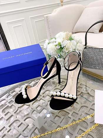 Fortok Stuart Weitzman Pearl Sandals Heels Black