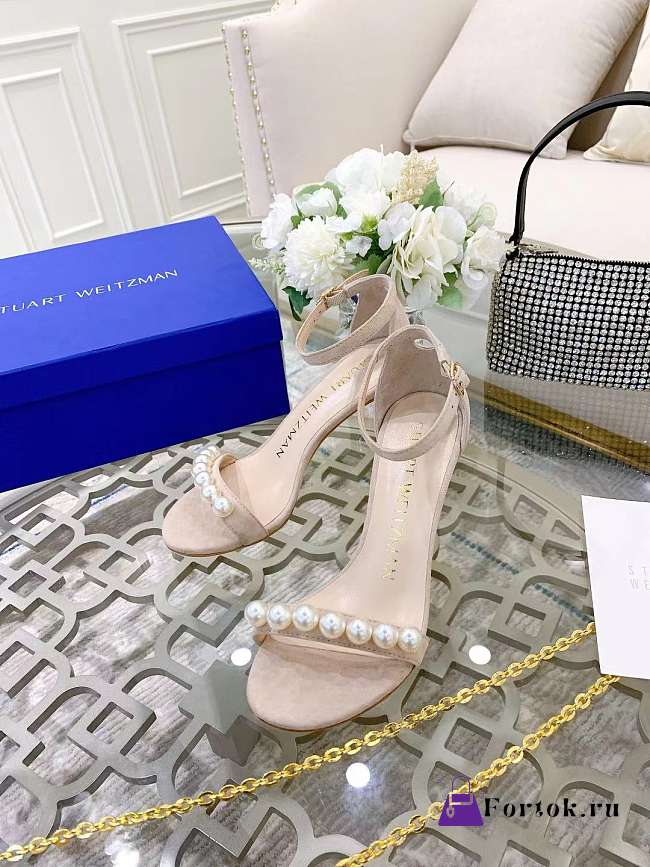 Fortok Stuart Weitzman Pearl Sandals Heels Beige - 1