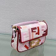 Fortok Fendi Baguette Embroidery Bag Pink 20cm - 5