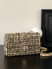 Fortok Chanel CF Bag Woven Wool Yellow 20x10x7cm - 1