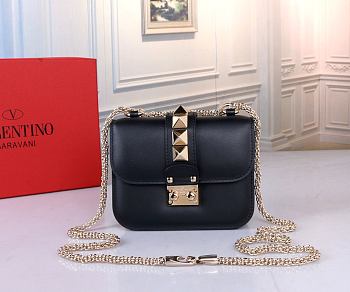 Fortok Valentino Classic Shoulder Bag Black 21x16x6cm