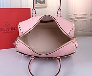 Fortok Valentino Pink PP Rockstud Leather Shoulder Bag 30x22x17cm - 6