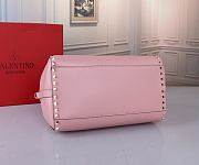 Fortok Valentino Pink PP Rockstud Leather Shoulder Bag 30x22x17cm - 5