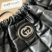 Fortok Gucci Deco Quilted Leather Drawstring Shoulder Bag Black 43x28x8cm - 3