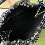 Fortok Gucci Deco Quilted Leather Drawstring Shoulder Bag Black 43x28x8cm - 2