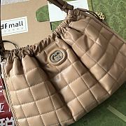 Fortok Gucci Deco Quilted Leather Drawstring Shoulder Bag Beige 43x28x8cm - 6