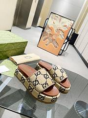 Fortok Gucci Thick-Soled Slippers Beige/Black - 1