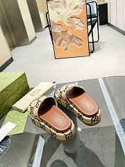 Fortok Gucci Thick-Soled Slippers Beige/Black - 6