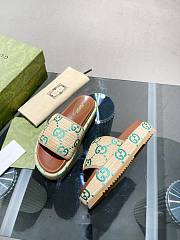 Fortok Gucci Thick-Soled Slippers Beige/Green - 6