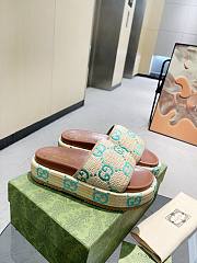 Fortok Gucci Thick-Soled Slippers Beige/Green - 5