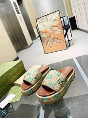 Fortok Gucci Thick-Soled Slippers Beige/Green - 4