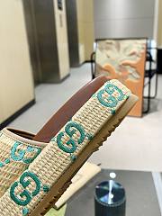 Fortok Gucci Thick-Soled Slippers Beige/Green - 3