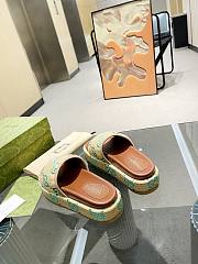 Fortok Gucci Thick-Soled Slippers Beige/Green - 2