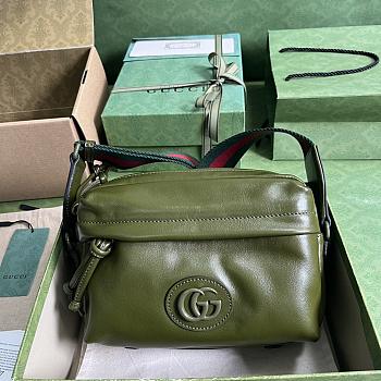 Fortok Gucci Shoulder Bag Green With Tonal Double G ‎725696 23.5x15.5x8cm