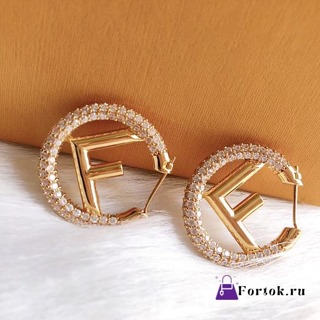 Fortok Fendi Diamond Letter F Earrings  - 1