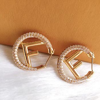 Fortok Fendi Diamond Letter F Earrings 