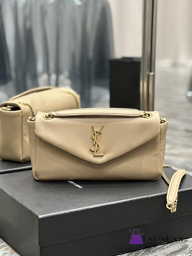 Fortok Saint Laurent Calypso Lambskin Chain Bag Beige - 1