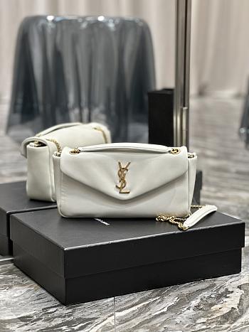 Fortok Saint Laurent Calypso Lambskin Chain Bag White