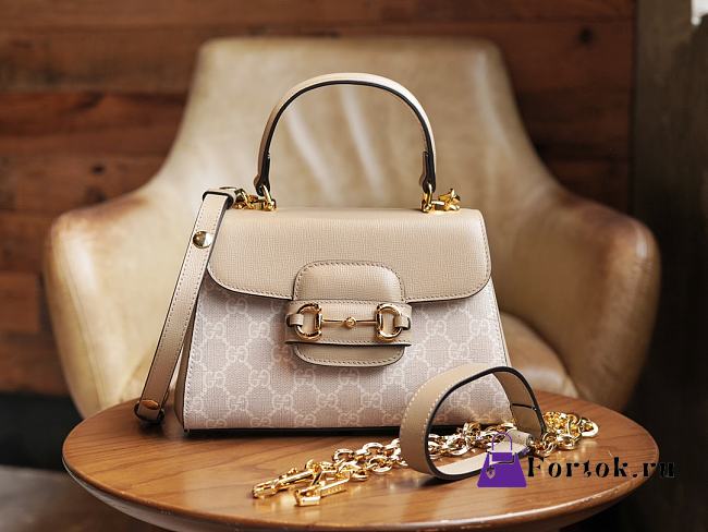 Fortok Gucci Horsebit 1955 Beige Bag 703848 22x16x10.5cm - 1