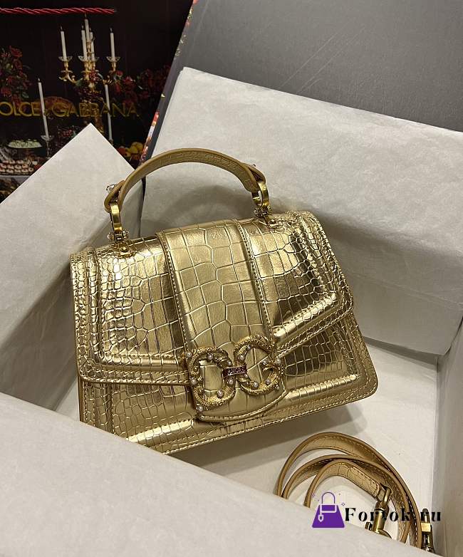 Fortok Dolice&Gabbana Crocodile Pattern Bag Gold 5538 27x18x8cm - 1
