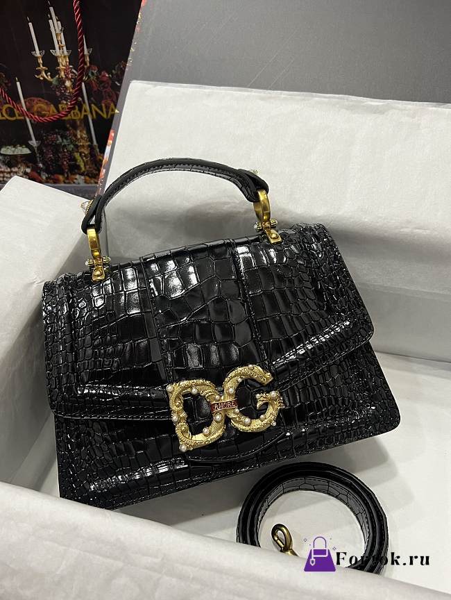 Fortok Dolice&Gabbana Crocodile Pattern Bag Black 5538 27x18x8cm - 1