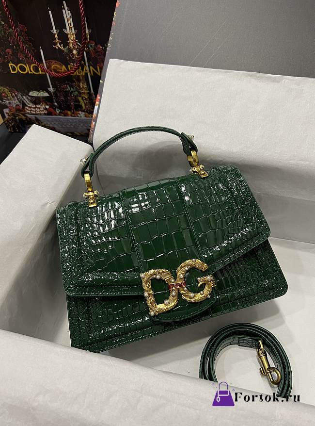 Fortok Dolice&Gabbana Crocodile Pattern Bag Green 5538 27x18x8cm - 1