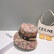 Fortok Dior Flower Embroidery Hat Pink - 3