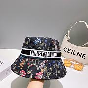 Fortok Dior Flower Embroidery Hat Black - 4