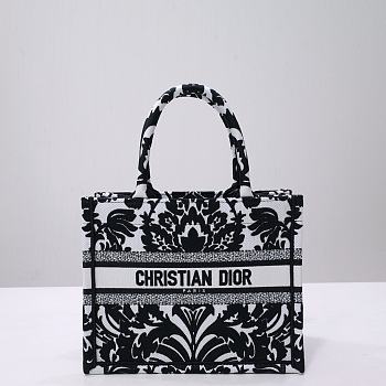 Fortok Dior Iconic Oblique Retro Pattern Book Tote Bag Black/White 1286