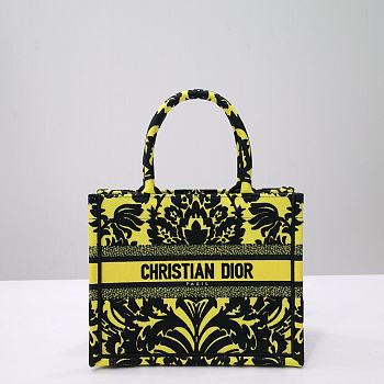 Fortok Dior Iconic Oblique Retro Pattern Book Tote Bag Black/Yellow 1286