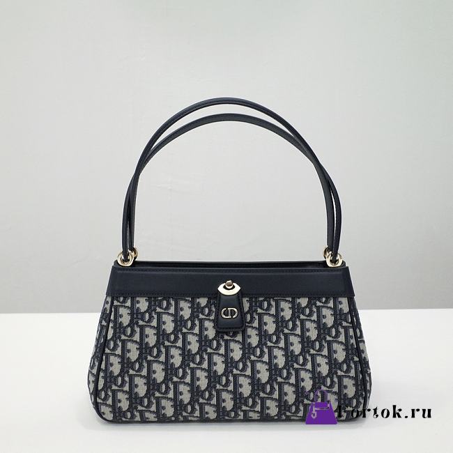 Fortok Dior Medium Key Bag Blue Dior Oblique Jacquard 6098 - 1