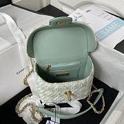Fortok Chanel Tweed Lambskin Bag Gold Metal Blue 12.5x15x8cm - 6