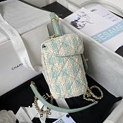 Fortok Chanel Tweed Lambskin Bag Gold Metal Blue 12.5x15x8cm - 5