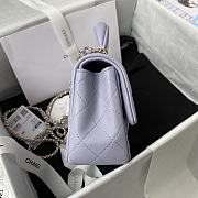 Fortok Chanel Flap Handle Bag Lambskin Purple 20x12x6cm - 2