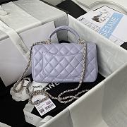 Fortok Chanel Flap Handle Bag Lambskin Purple 20x12x6cm - 5