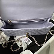 Fortok Chanel Flap Handle Bag Lambskin Purple 20x12x6cm - 6