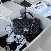 Fortok Chanel Flap Handle Bag Lambskin Black 20x12x6cm - 1