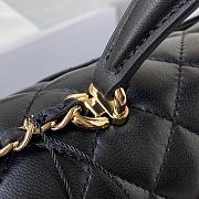 Fortok Chanel Flap Handle Bag Lambskin Black 20x12x6cm - 3