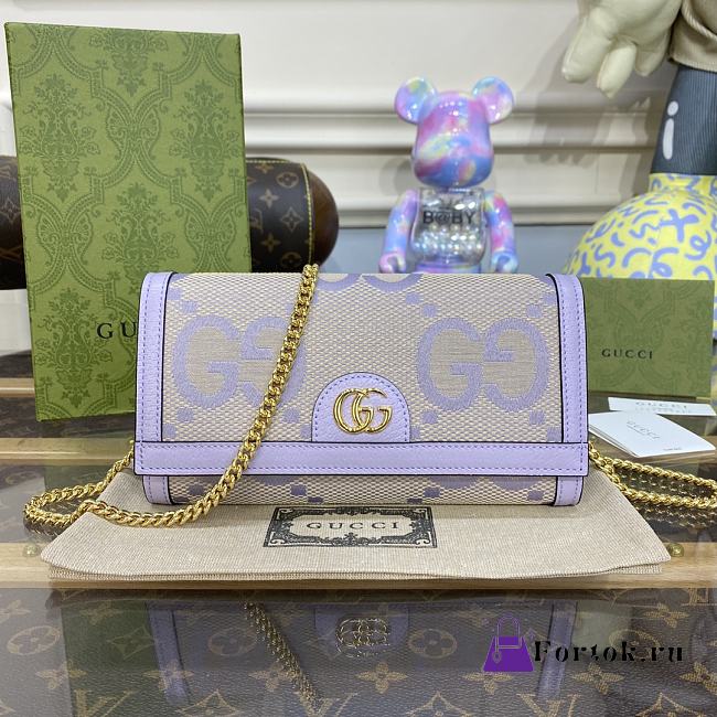 Fortok Gucci Ophidia Jumbo GG Continental Wallet Beige/Purple - 1