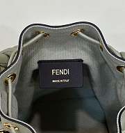 Fortok Fendi Mon Tresor Mini FF Canvas & Leather Bucket Bag Green 12x18x10cm - 2