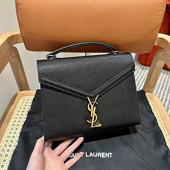 Fortok Saint Laurent Cassandra Medium Grained Leather Bag Black 24.5x20x11.5cm