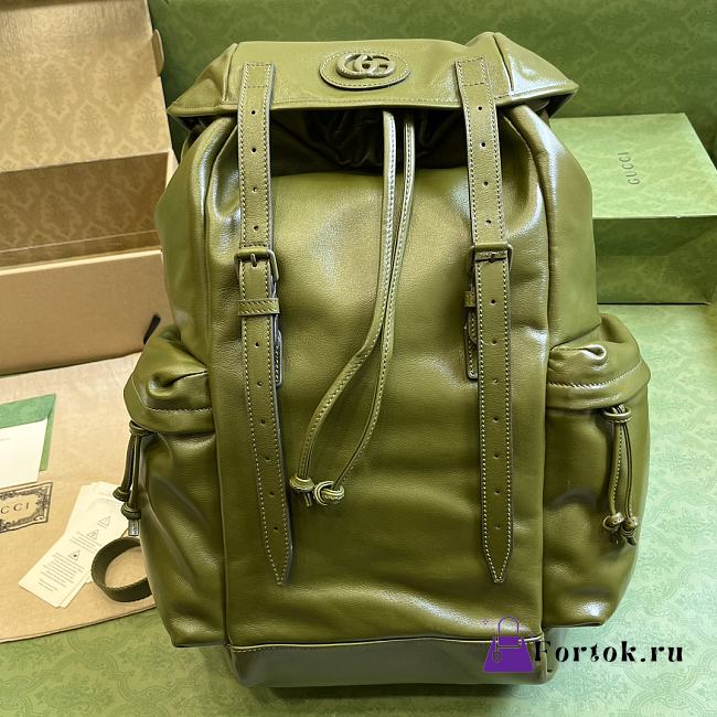 Fortok Louis Vuitton Green Backpack With Tonal Double G - 1