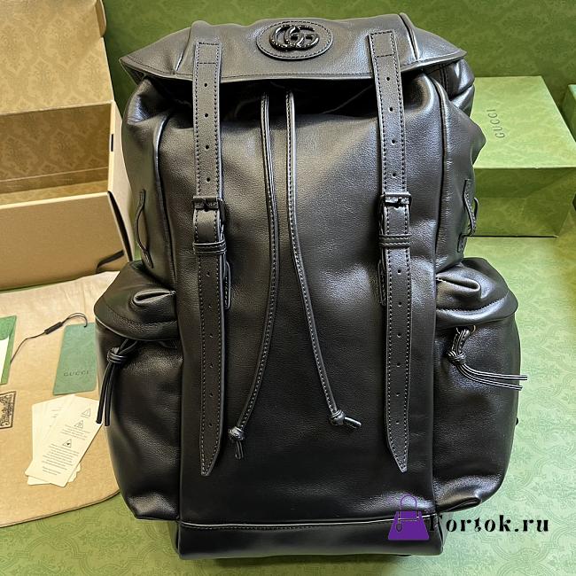 Fortok Louis Vuitton Black Backpack With Tonal Double G - 1