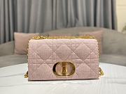 Fortok Dior Caro Small Bag Linen Cannage Pattern Pink 20x12x7cm - 1