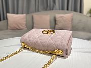 Fortok Dior Caro Small Bag Linen Cannage Pattern Pink 20x12x7cm - 2