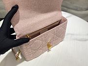 Fortok Dior Caro Small Bag Linen Cannage Pattern Pink 20x12x7cm - 6