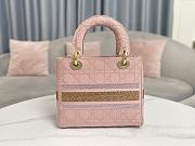 Fortok Dior Lady D-Lite Bag Embroidery Pink 24x20x11cm - 4