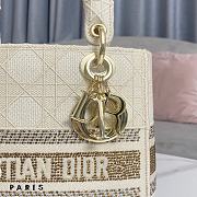Fortok Dior Lady D-Lite Bag Embroidery Beige 24x20x11cm - 2