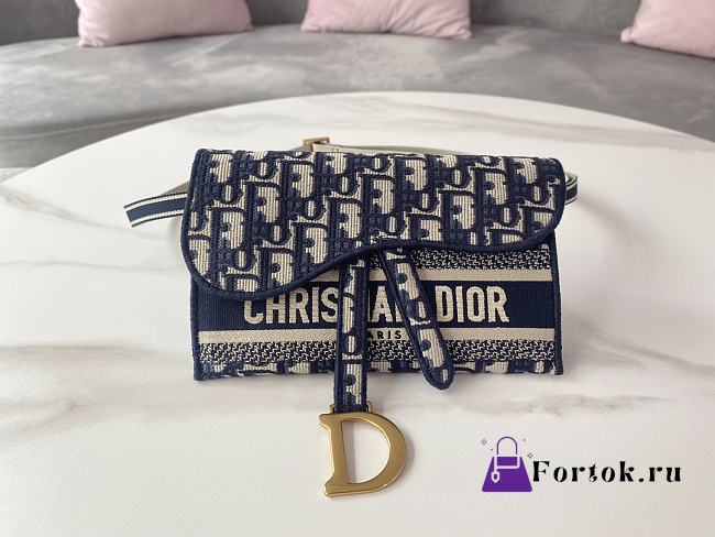 Fortok Dior Oblique Slim Saddle Pouch Blue 21x13.5x3cm - 1