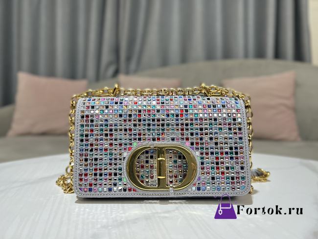 Fortok Dior Small Caro Bag Multicolor Embroidery With Crystal 20x12x7cm - 1